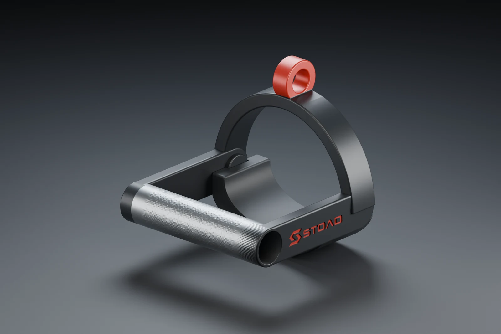 V15 three-quarter view: open metal grip, padded support and compact cable eye.